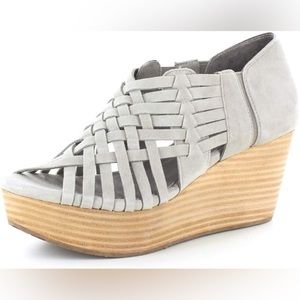Chocolat Blu Woody Grey Suede Wedge Sandals